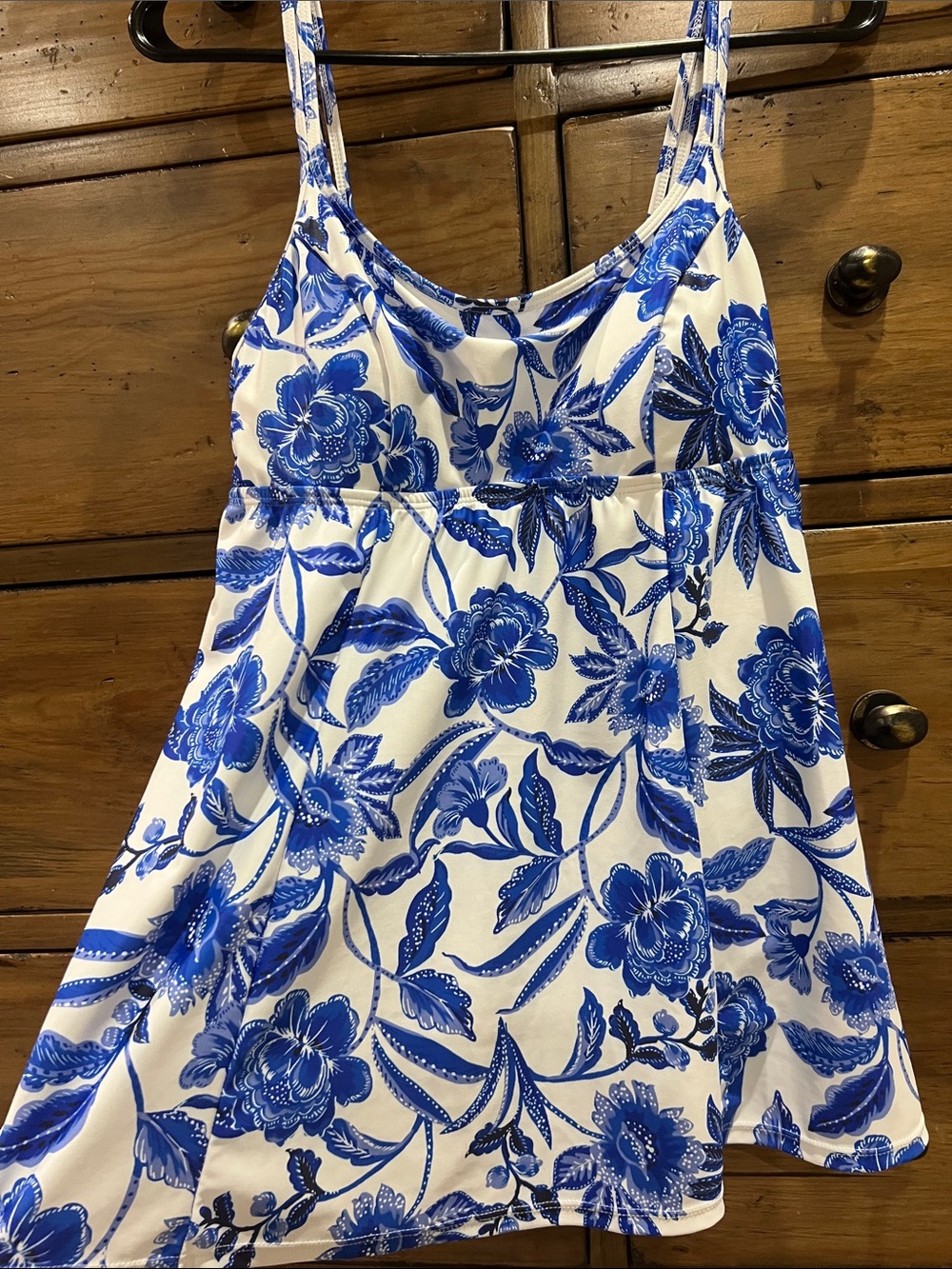Sonnet Shores Feminine Classy One-Piece Swimdress - White & Royal Blue (size 6) - Picture 2 of 14